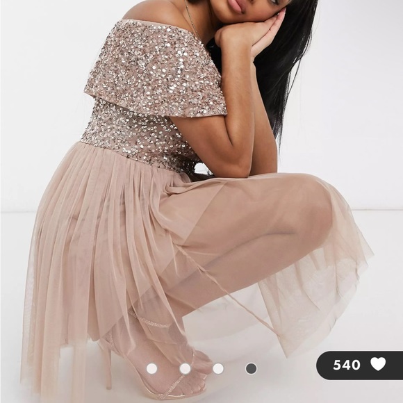 Maya Deluxe Off Shoulder Tulle Dress - Picture 2 of 7